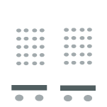 Two tables with 2 chairs each facing the audience