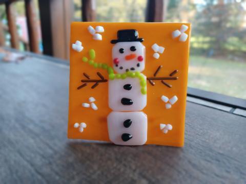 square snowman glass night light