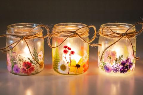 Image of pressed flower lantern craft