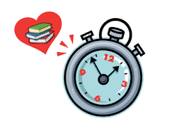 stopwatch with heart and books