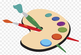 artist palette with paint brushes