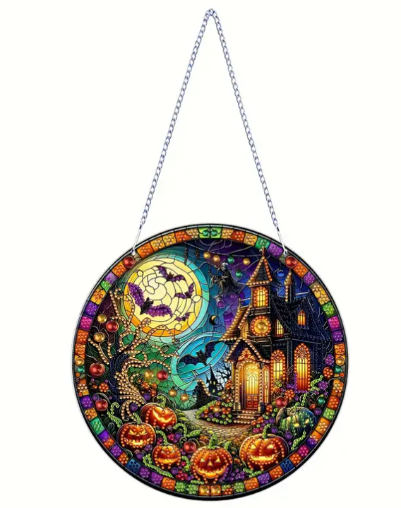 diamond painted halloween scene 