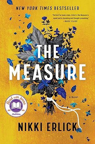 the book cover for the measure- blue flowers tied with a white string