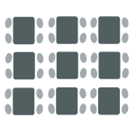 4-6 chairs arranged at each table